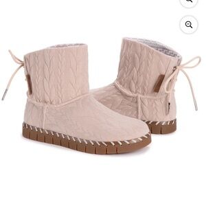 NWT MUK LUKS Women's Flexi Hoboken winter knit woven ankle Boots Blush 6.5